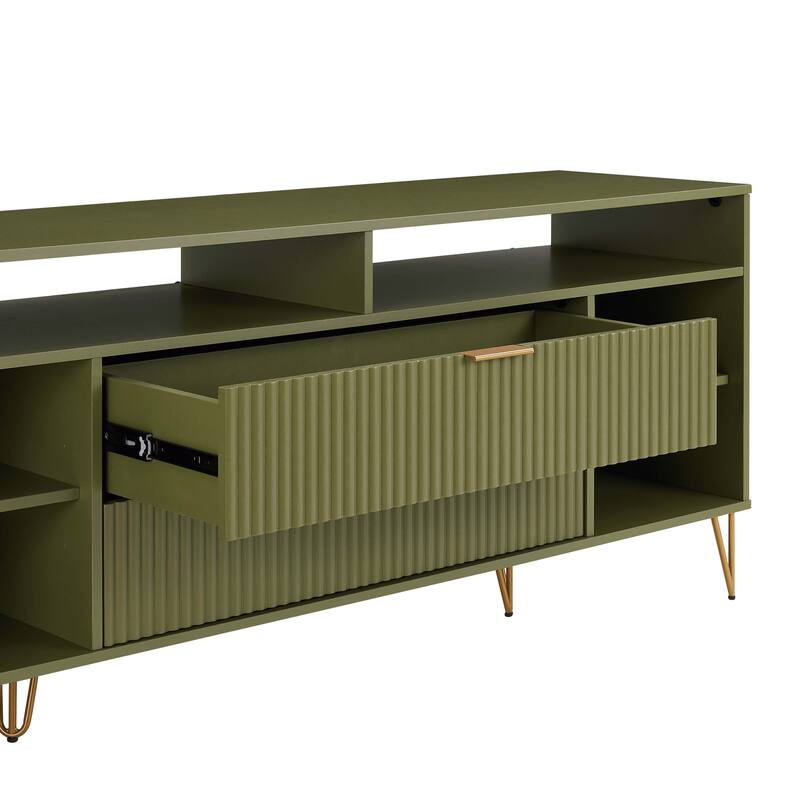 Manhattan Comfort Dumbo Mid-Century Modern TV Stand with 6 Shelves