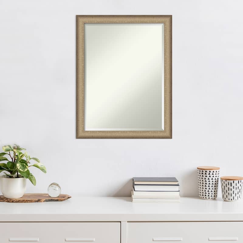 Beveled Wall Mirror - Elegant Brushed Bronze Narrow Frame
