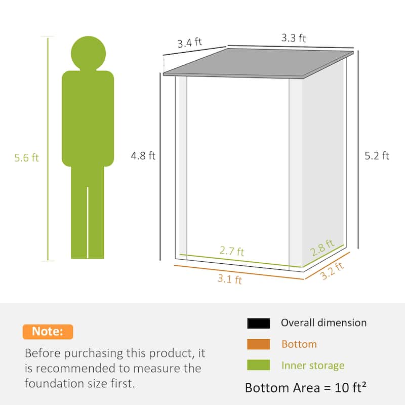 Outdoor Rust-proof Metal Storage Shed with Lockable Door & Tilted Roof Water-proof Tool Shed Garden Shed, Air Vents