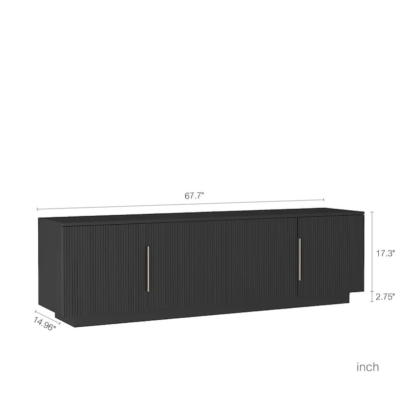 Black TV Stand Media Cabinet with 16 Color LEDs Light, Modern TV Cabinet Entertainment Center for 55 60 65 Inch TV