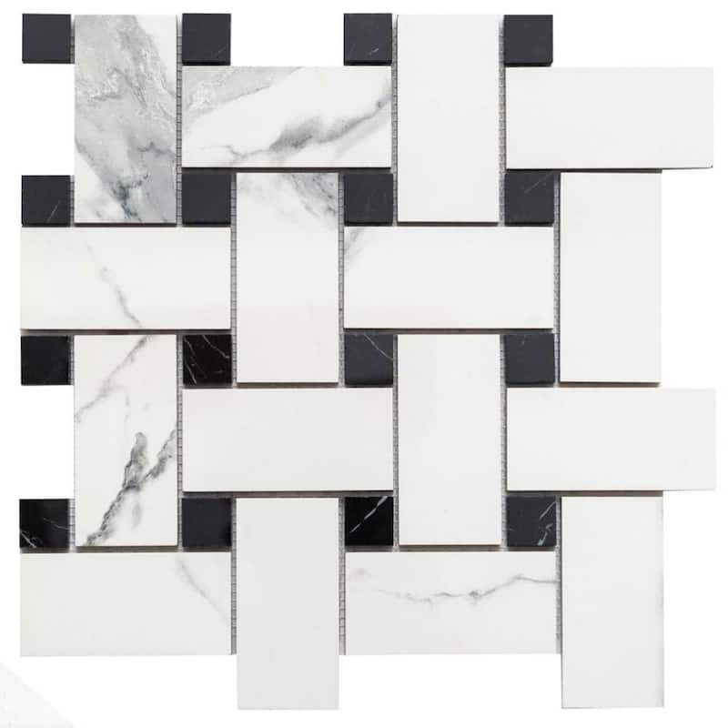 Stately Basketweave 13x13 Porcelain Mosaic Tile - Floor, Wall, Backsplash