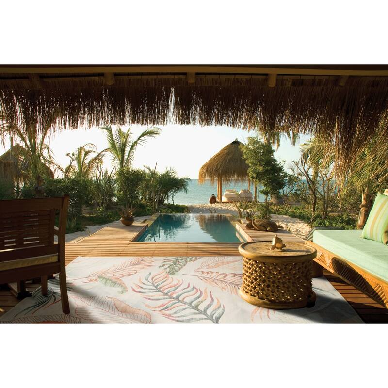 Florida Tropical Leaves Pattern Polyester Modern Area Rug