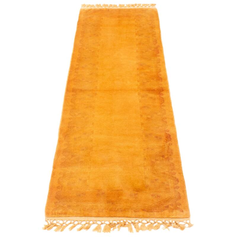 ECARPETGALLERY Hand-knotted Color Transition Light Orange Wool Rug - 2'8 x 6'9