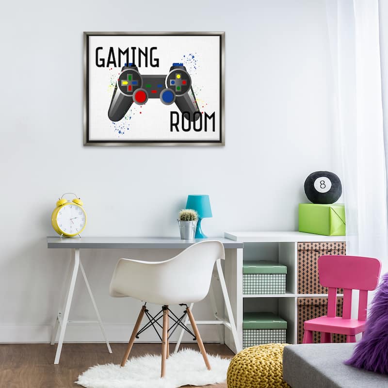 Stupell Gaming Room Modern Controller Framed Floater Canvas Wall Art Design By Kim Allen