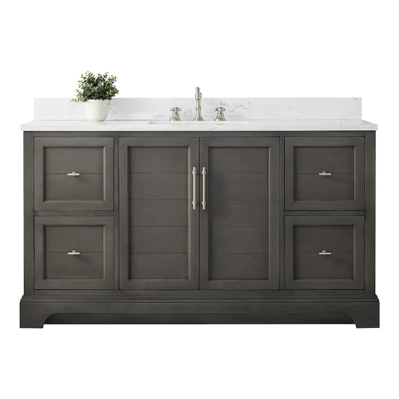 Vanity Art 60" Single Sink Bathroom Vanity with Top & Backsplash