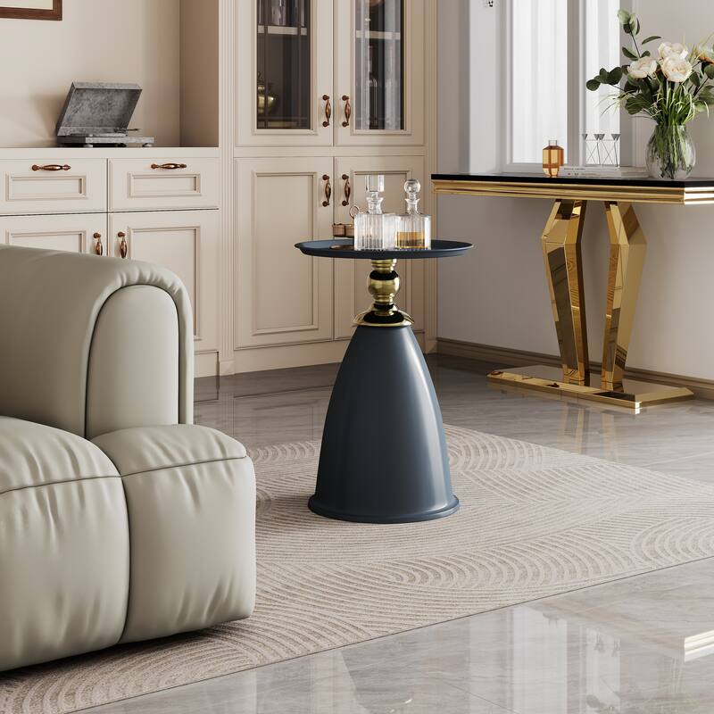 Minimalist Round Side Table For Small Space - Black