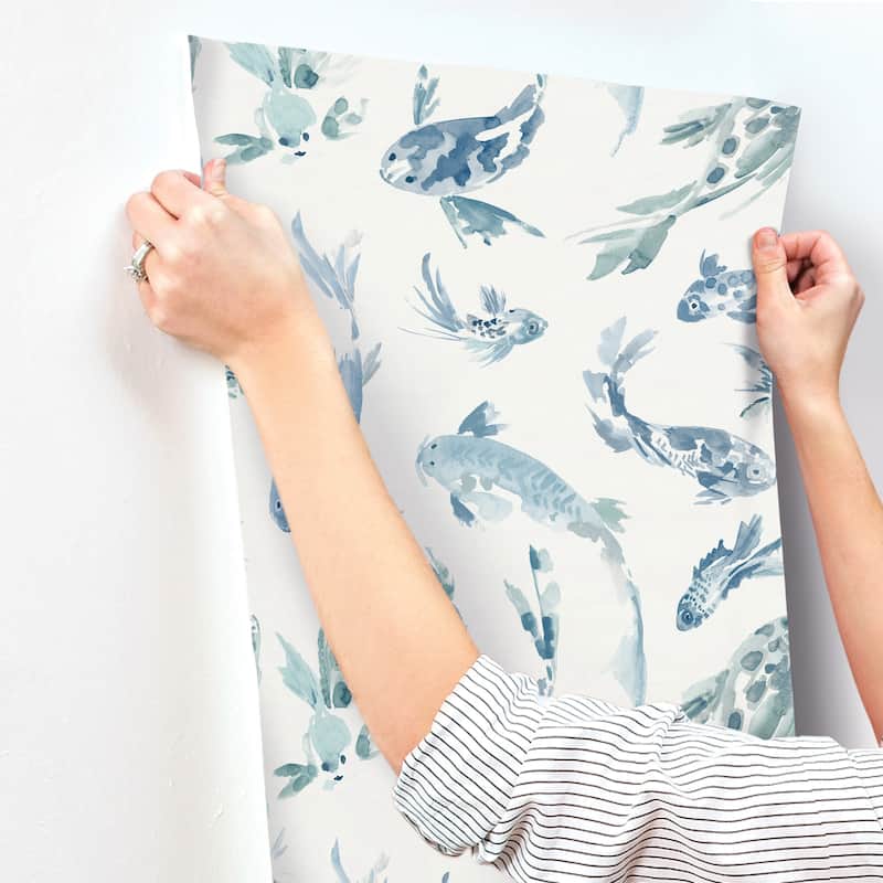 A-Street Prints Koi Blue Fish Wallpaper