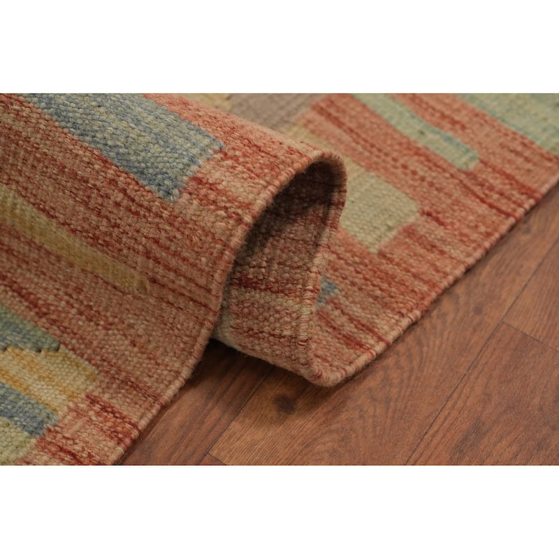 Hand Woven Southwestern Wool Yellow Geometric Area Rug - 8' 9'' X 6' 1''