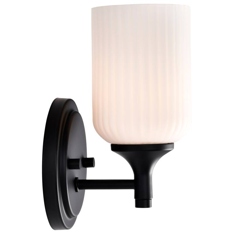 Solara 1 Light Wall Sconce Matte Black Finish Frosted Ribbed Glass - Matte Black