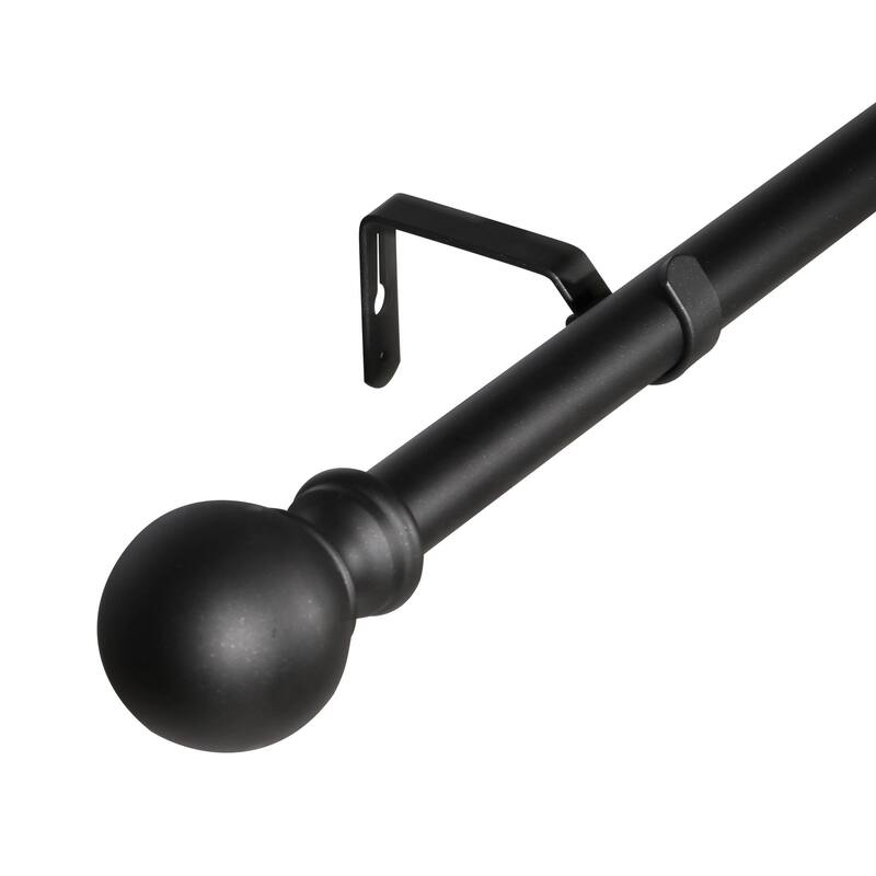 Tension Curtain Rods - Lordear 28" /48"/88" Black Metal Curtain Rod with Ball Top End Cap