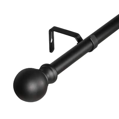 Tension Curtain Rods - Lordear 28" /48"/88" Black Metal Curtain Rod with Ball Top End Cap
