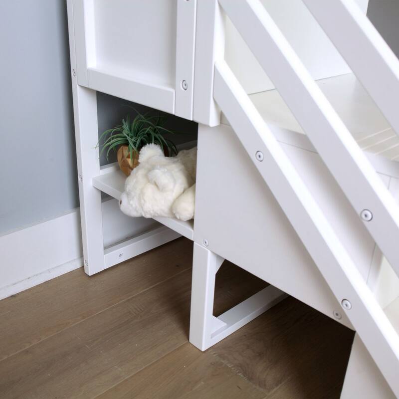 Max and Lily Twin over Twin Low Bunk Bed with Staircase