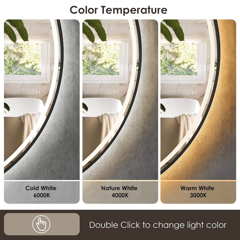 Altair Palme Round Framed Bathroom LED Lighted Wall Mirror