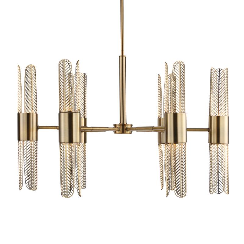12-Light Ceiling Chandelier with Cut-Out Shade - 31" - Gold