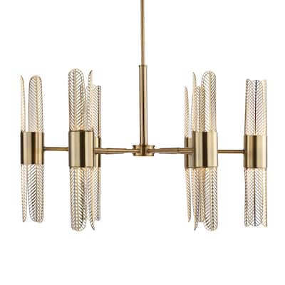 12-Light Ceiling Chandelier with Cut-Out Shade - 31" - Gold
