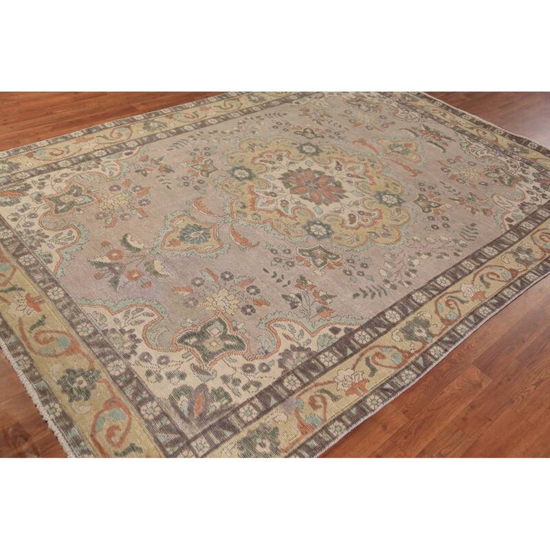 Medallion Tabriz Persian Area Rug Oriental Floral Handmade Wool Carpet - 6'8"x 9'7"