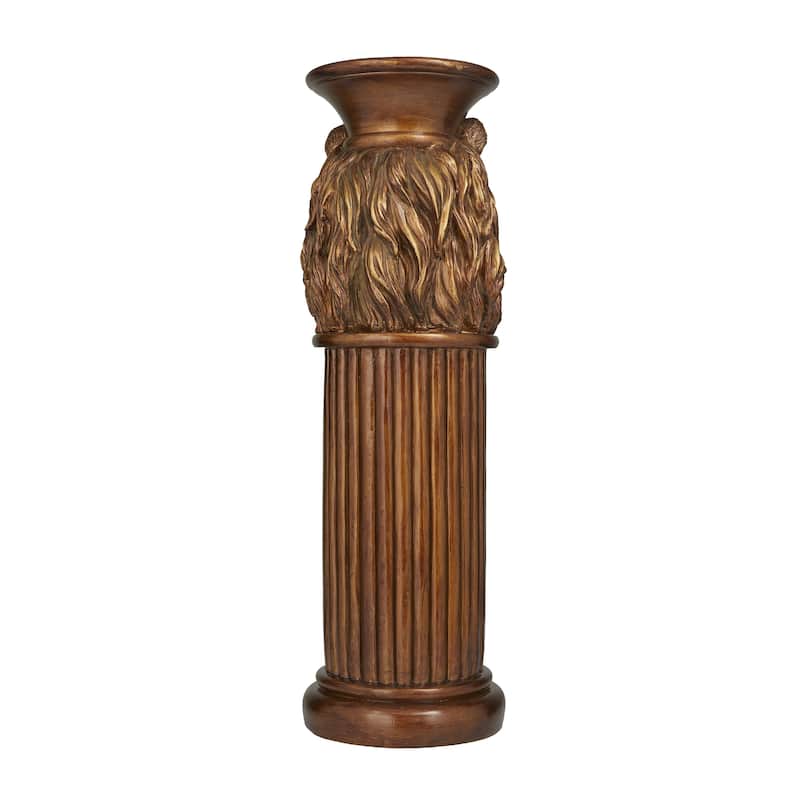 Polystone Lion Pedestal Table - Bronze - Roche River Decor
