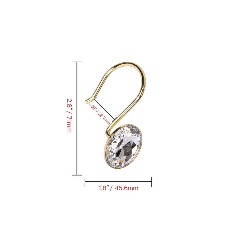 Utopia Alley Shower Curtain Hooks for Bathroom, Rust Resistant Shower Curtain Hooks Rings, Crystal Design, Set of 12