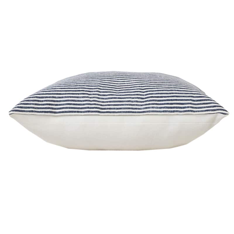HomeRoots 20" X 20" Blue And White 100% Cotton Striped Zippered Pillow