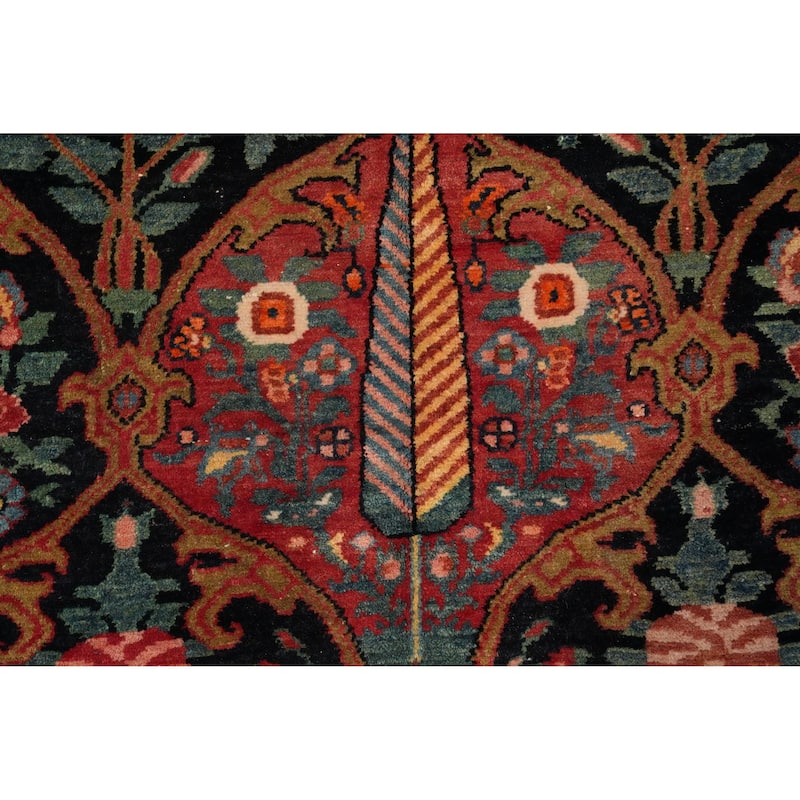 Hand Knotted Oriental 100% Wool Carpet Traditional Floral Navy Blue & Blues Bakhtiari Area Rug - 10' 7'' X 7' 3''