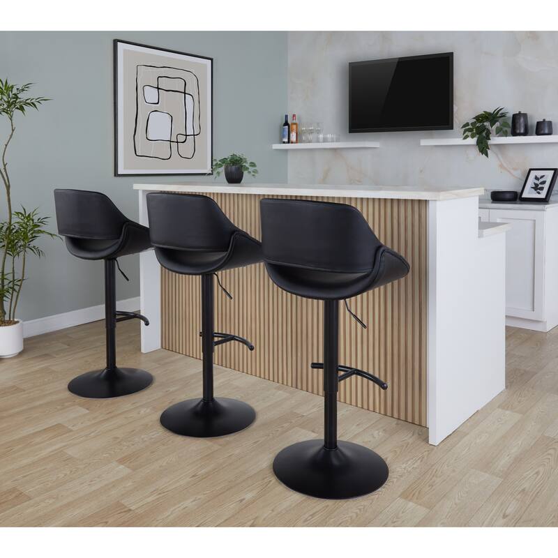 Silver Orchid Svellingen Adjustable Bar Stool with Rounded T Footrest - Set of 2