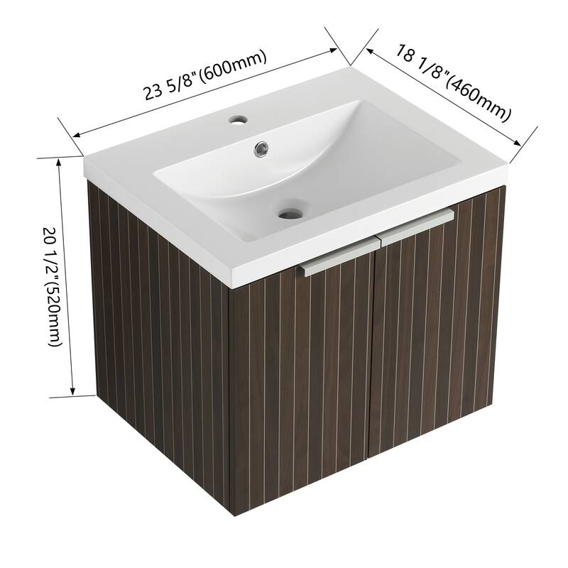 BNK 24"/30"/36" Single Sink Bathroom Vanity with Soft Close Door, Modern Floating Vanity
