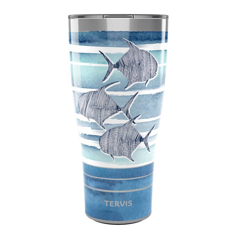 Tervis Traveler Guy Harvey Freeswim Fish Triple Walled Insulated Travel Tumbler, Stainless Steel - 30oz