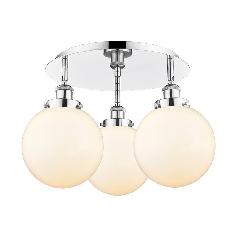 Innovations Lighting Canton - 3 Light 20" Flush Mount - Polished Chrome/Matte White