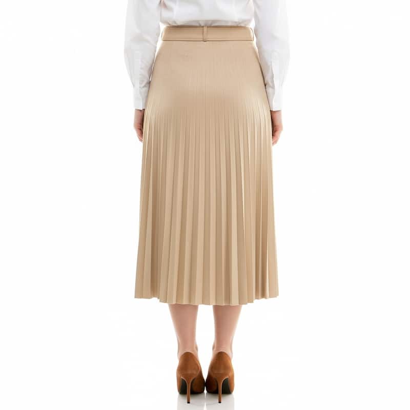 Nicole Miller Faux Suede Pleated Midi Skirt