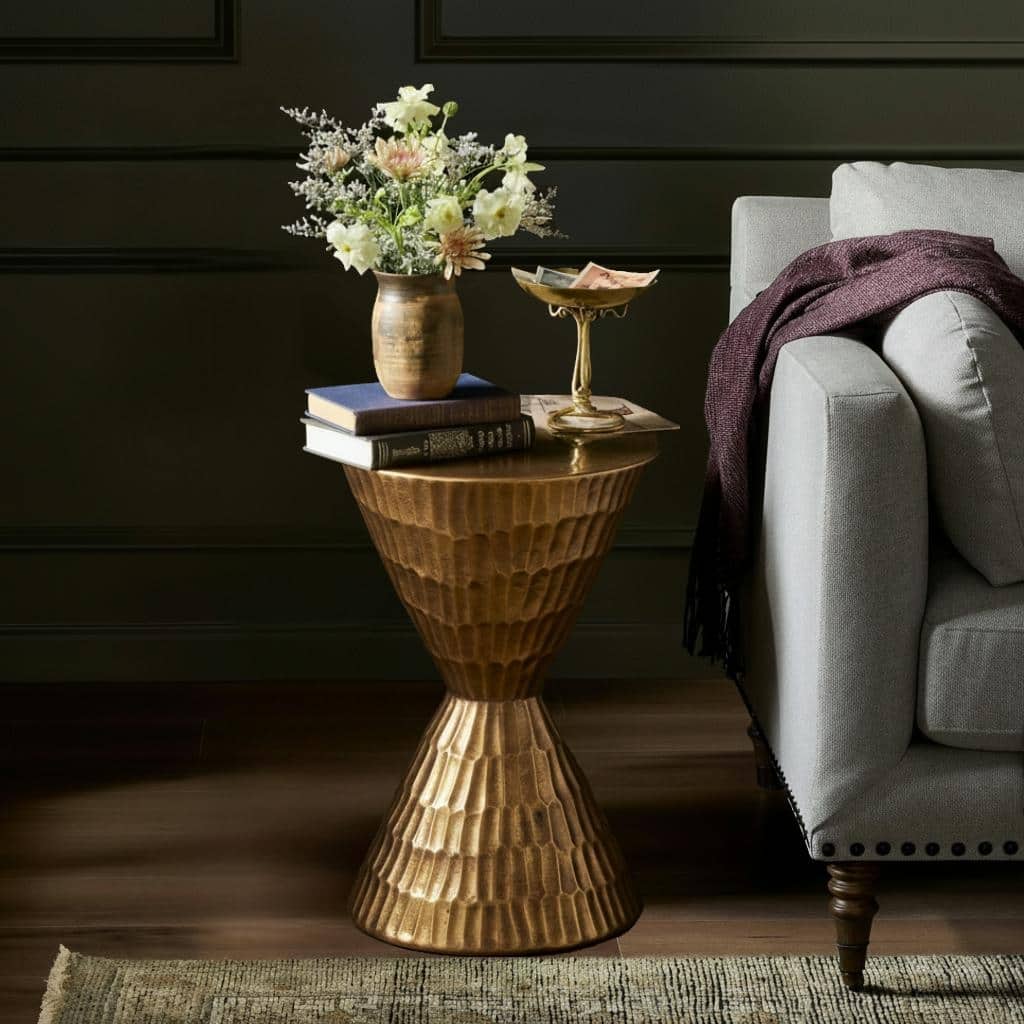 Christopher Knight Home - Modern Handmade MGO Side Table with Metallic Texture - 13.78 Inch - 13.78"