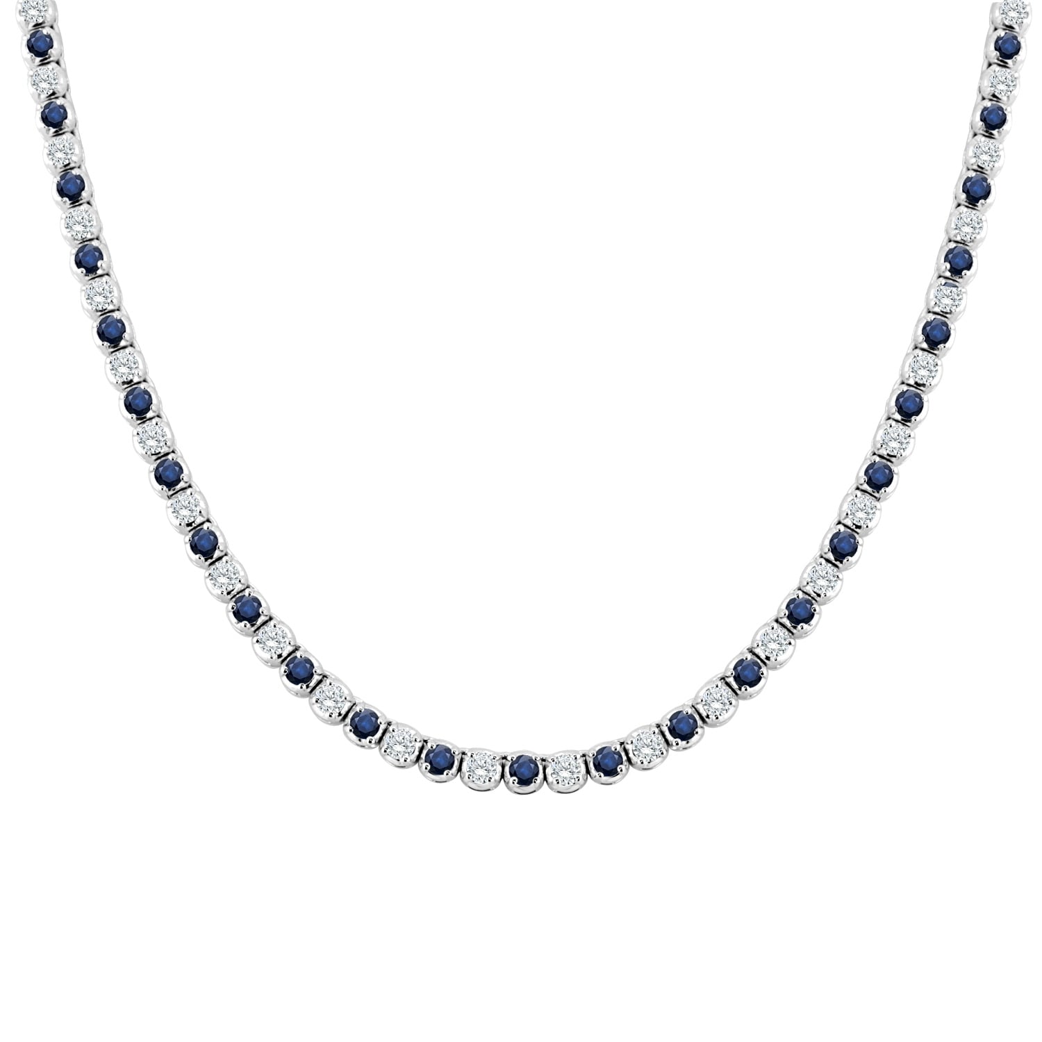 Auriya 14K Gold Blue Sapphire and Diamond Tennis Necklace