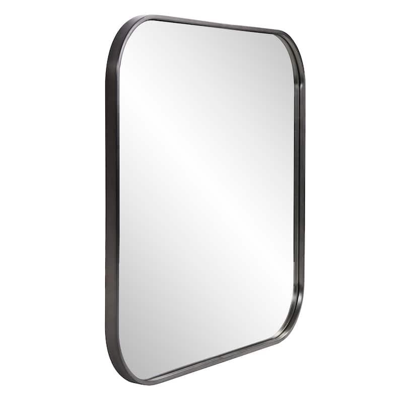 Allan Andrews Brushed Black Square Stainless Steel Framed Vanity Mirror - 30" x 30"