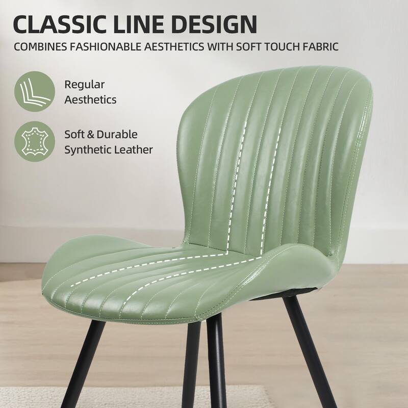 Modern Leather Upholstered Dining Chairs (Set of 2)