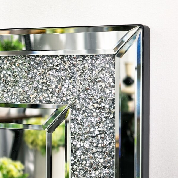 Large Sparkling Crystals Diamond Embedded Venetian Wall Mirror