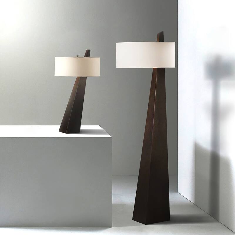 NOVA of California Obelisk Table Lamp - Chestnut Wood, Linen Shade