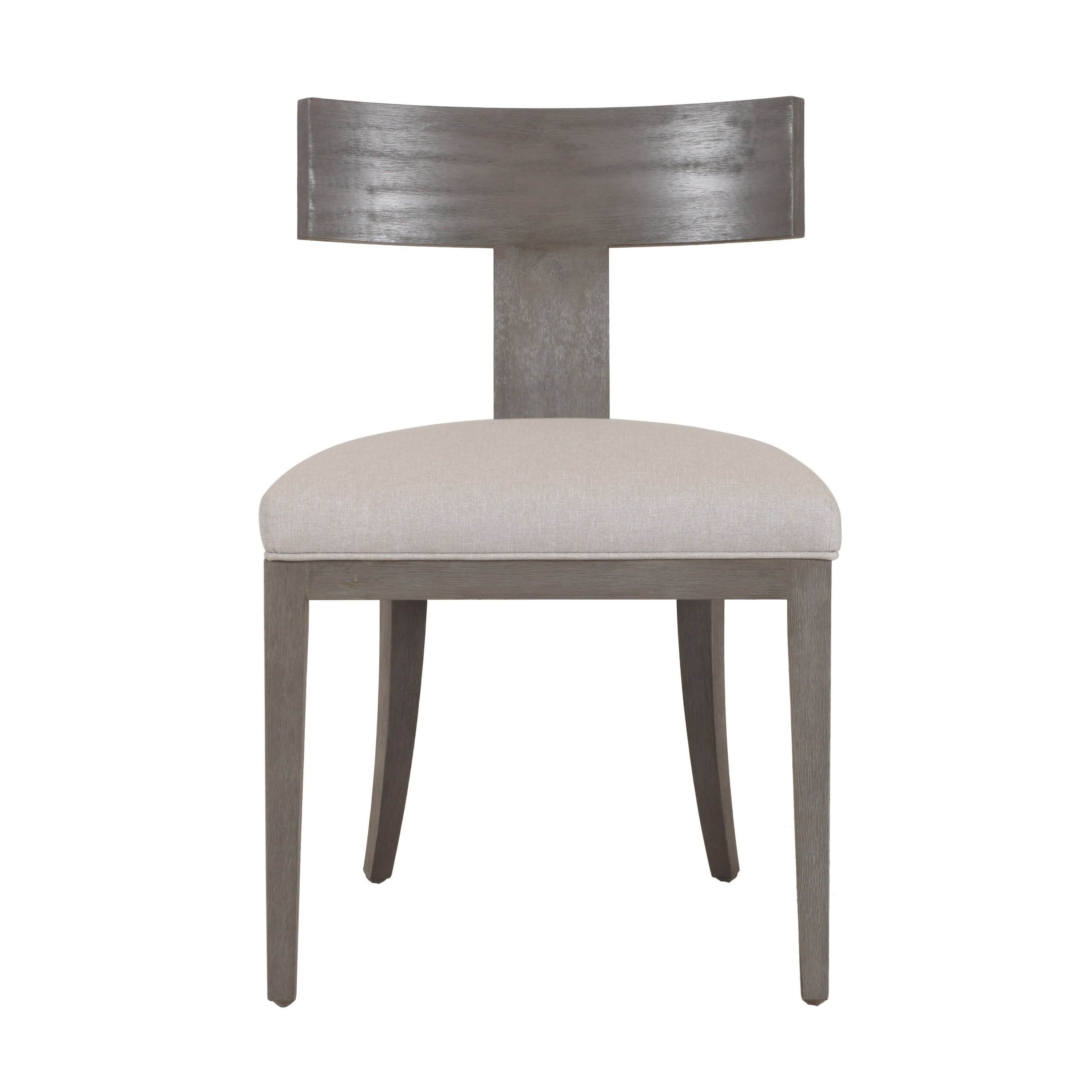 Cid Sten 21 Inch Dining Chair Set of 2, T Shape Back, Beige Linen, Gray