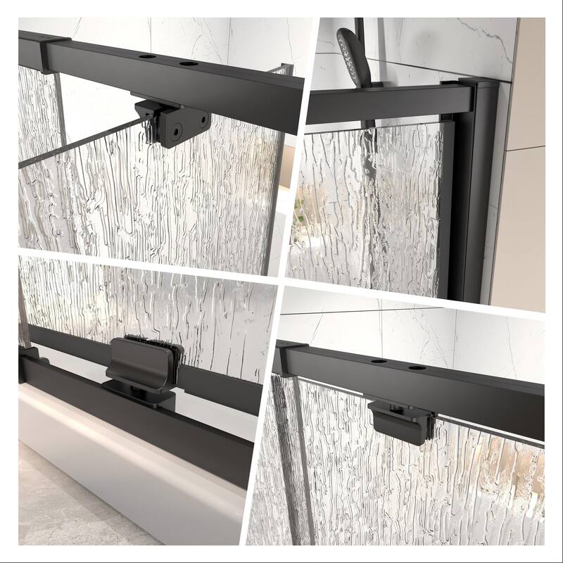 Modland 44-48"x71'' Adjustable Pivot Shower Door - Auto-Lift Hinge, Magnetic Seal, 6 Finishes for Uneven Walls - 48''x 71''