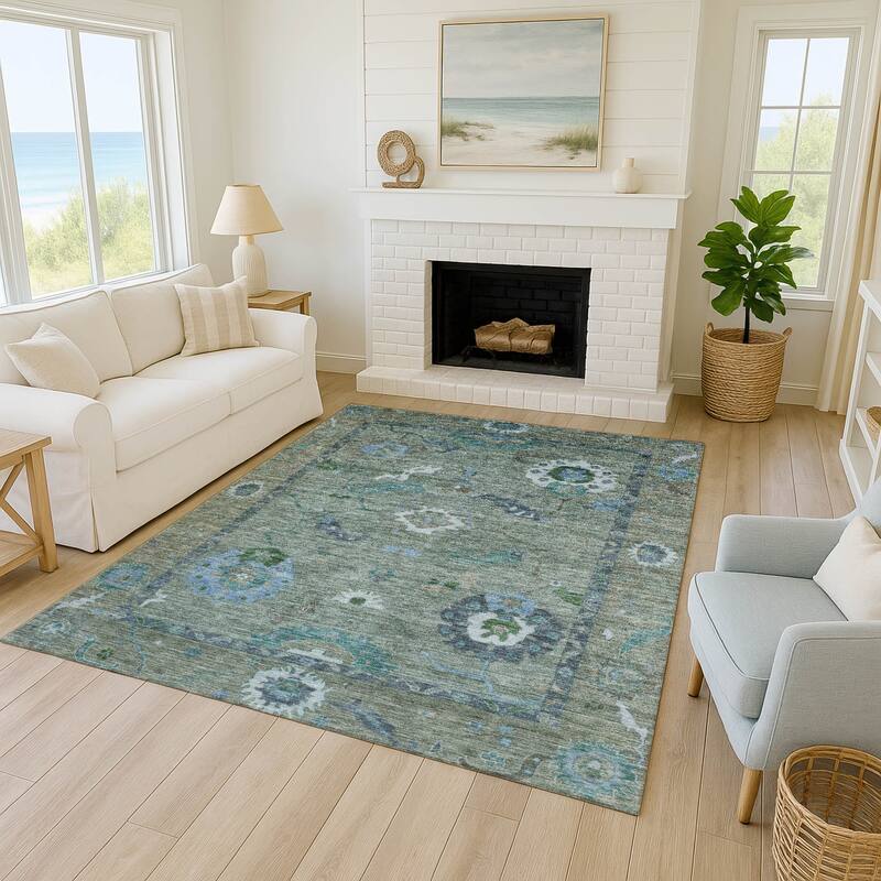 Machine Washable Indoor/ Outdoor Traditional Boho Chantille Rug