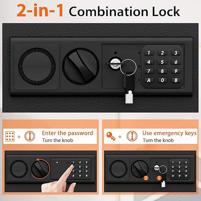 Digital Flat Recessed Wall Safe Home Security Gun Cash Box Locking