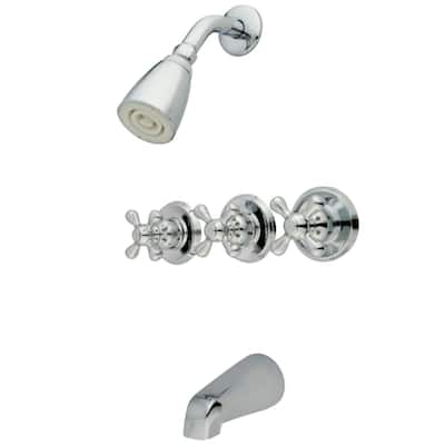 Kingston Brass Victorian Three-Handle Tub and Shower Faucet