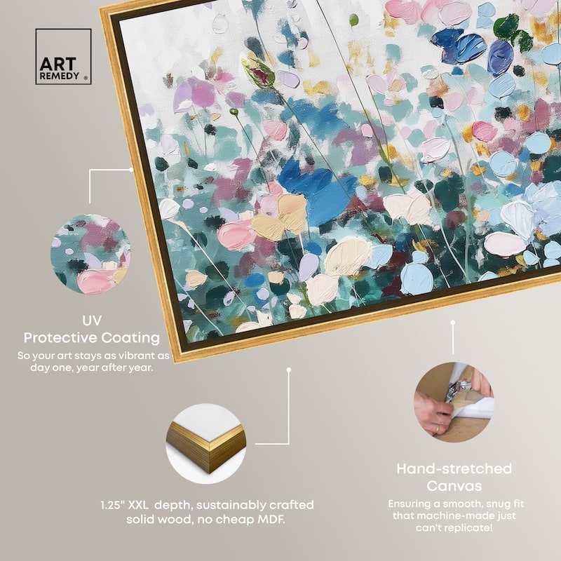 Art Remedy Blue Forest Framed Floral Fine 1 Piece Canvas Wall Art
