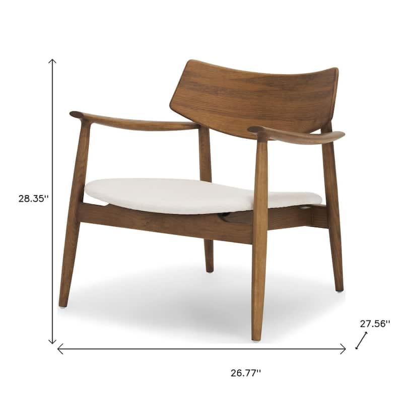 HomeRoots 27" Brown And Cream Upholstery And Solid Wood Arm Chair - 26.77 in. x 28.35 in. x 27.56 in.