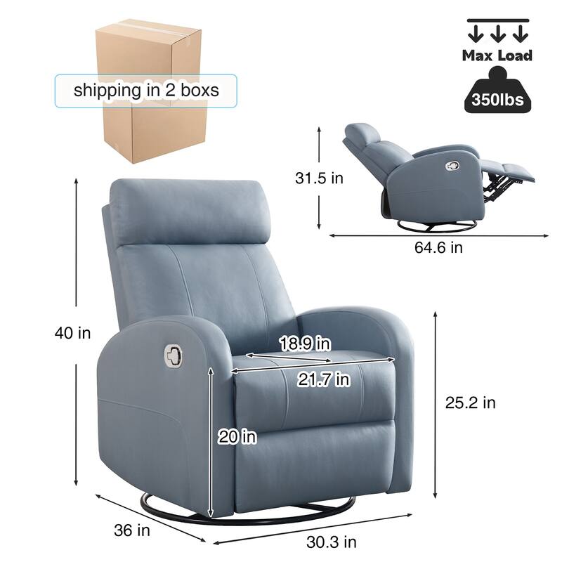 HOMYKA Modern Faux Leather Rocking Recliner with Swivel