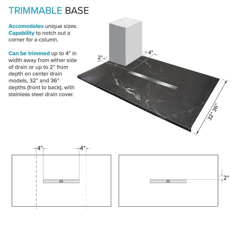 Transolid FZSP6042C 59-1/8" x 41-1/2" Rectangular Shower Base with