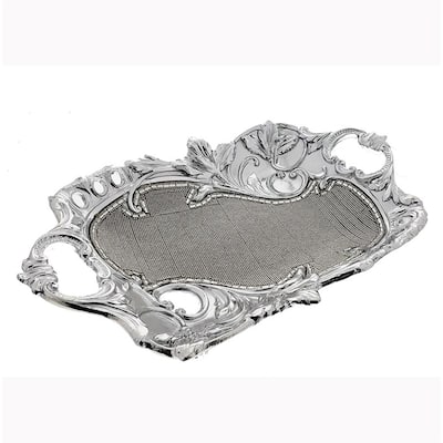 Clihome Chrome Plated Crystal Embellished Ceramic Plate