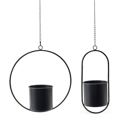 Minimalist Framed Outdoor Hanging Pot - 17" - Set of 2