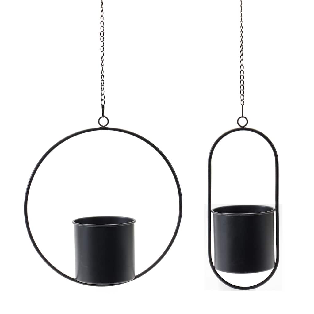 Minimalist Framed Outdoor Hanging Pot - 17" - Set of 2