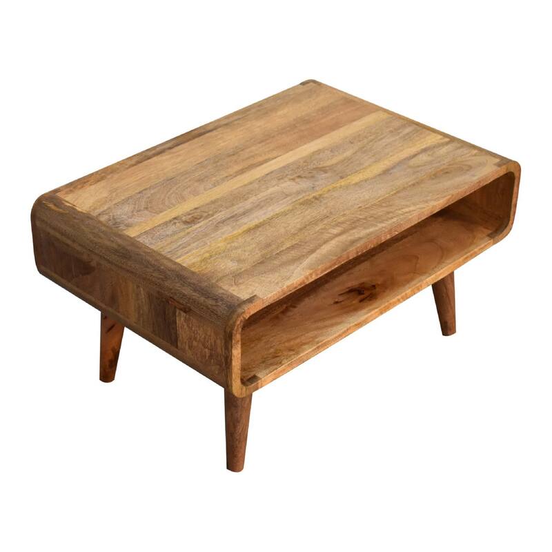 HomeRoots 26" Brown Solid Wood Open Shelving TV Stand - 25.60 in. x 13.80 in. x 17.70 in.