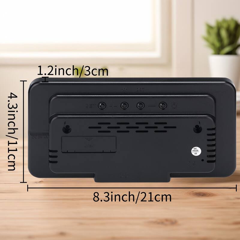 Digital Dual Alarm Clock, Big Numbers Display Dimmable Wall Clocks, Temperature, Day of Week, DST Desk Alarms 8.3x4.3x1.2 inch