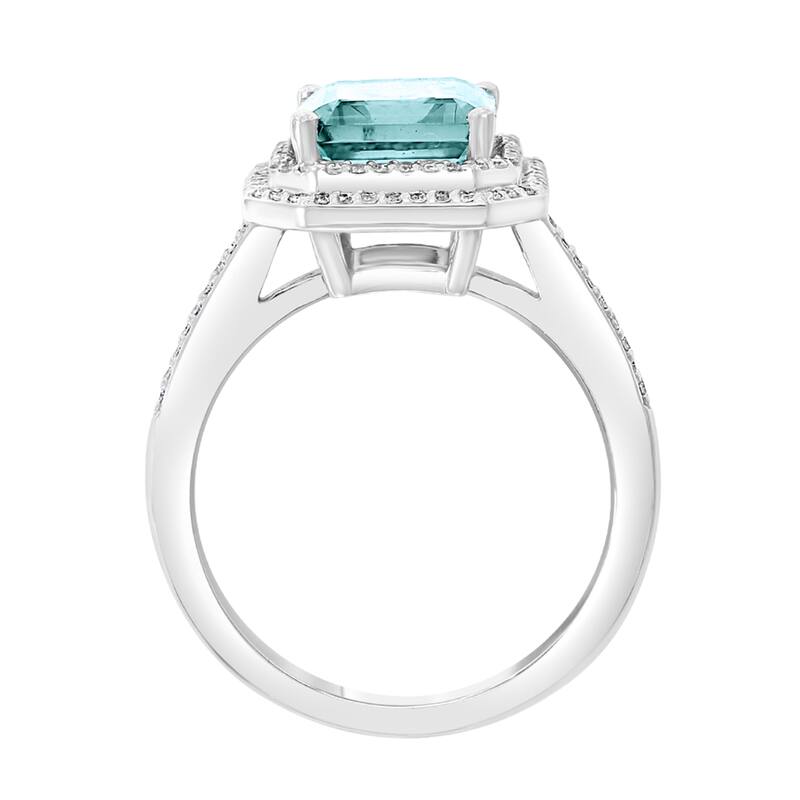 EFFY 14K Gold Diamond,Aquamarine Emerald Cut Ring